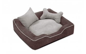 Hundebett / Katzenbett 80 x 70 cm braun + hellbeige BONNIE