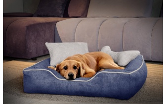 Hundebett / Katzenbett 80 x 70 cm blau + hellbeige BONNIE