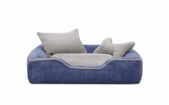Hundebett / Katzenbett 80 x 70 cm blau + hellbeige BONNIE