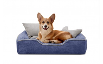 Hundebett / Katzenbett 80 x 70 cm blau + hellbeige BONNIE
