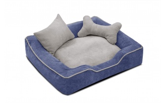 Hundebett / Katzenbett 80 x 70 cm blau + hellbeige BONNIE