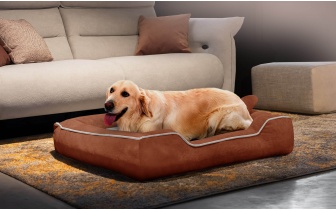 Hundebett / Katzenbett 100 x 80 cm rot + hellbeige BONNIE