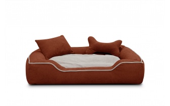 Hundebett / Katzenbett 100 x 80 cm rot + hellbeige BONNIE