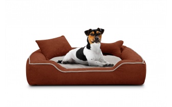 Hundebett / Katzenbett 100 x 80 cm rot + hellbeige BONNIE