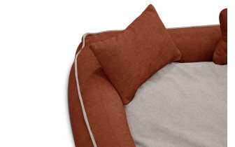 Hundebett / Katzenbett 100 x 80 cm rot + hellbeige BONNIE