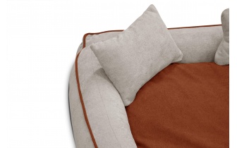 Hundebett / Katzenbett 100 x 80 cm hellbeige + rot BONNIE