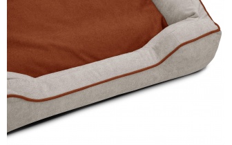 Hundebett / Katzenbett 100 x 80 cm hellbeige + rot BONNIE
