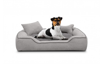 Hundebett / Katzenbett 100 x 80 cm hellgrau + grau BONNIE