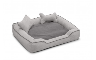 Hundebett / Katzenbett 100 x 80 cm hellgrau + grau BONNIE