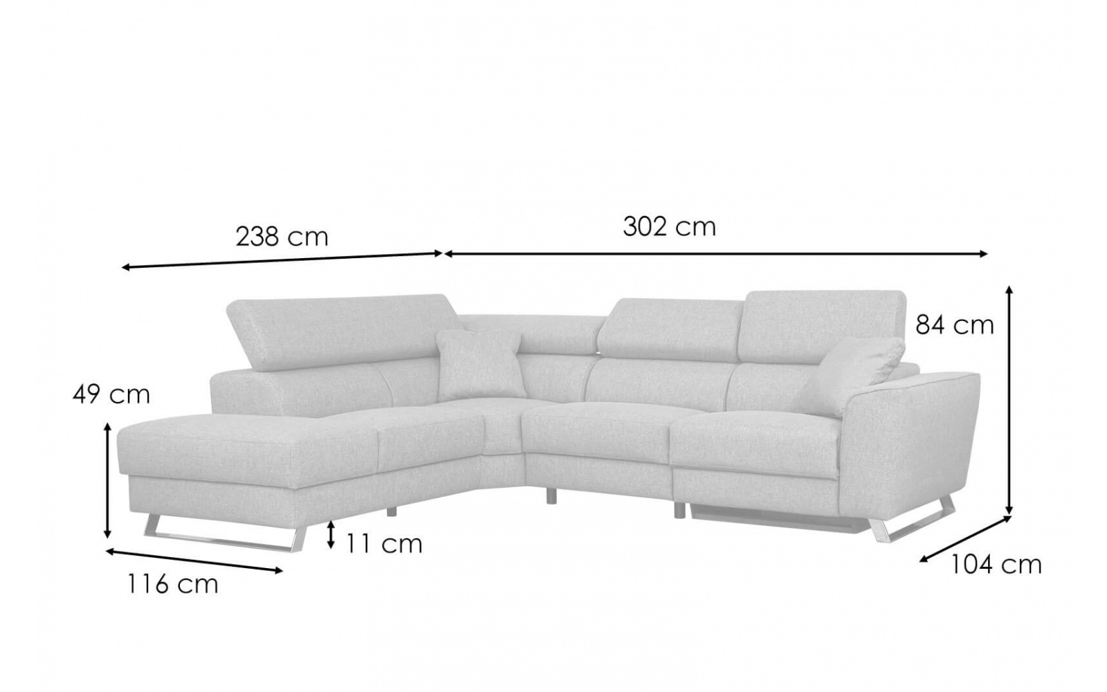 Ecksofa links mit Relaxfunktion 5-Sitzer STEGEN