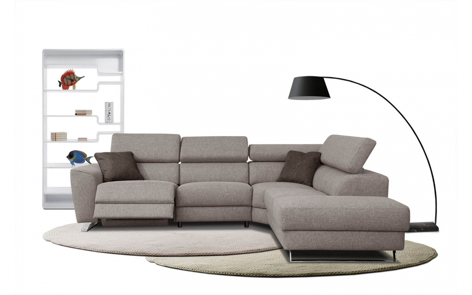 Ecksofa rechts mit Relaxfunktion 5-Sitzer STEGEN