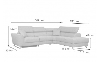 Ecksofa rechts mit Relaxfunktion 5-Sitzer STEGEN