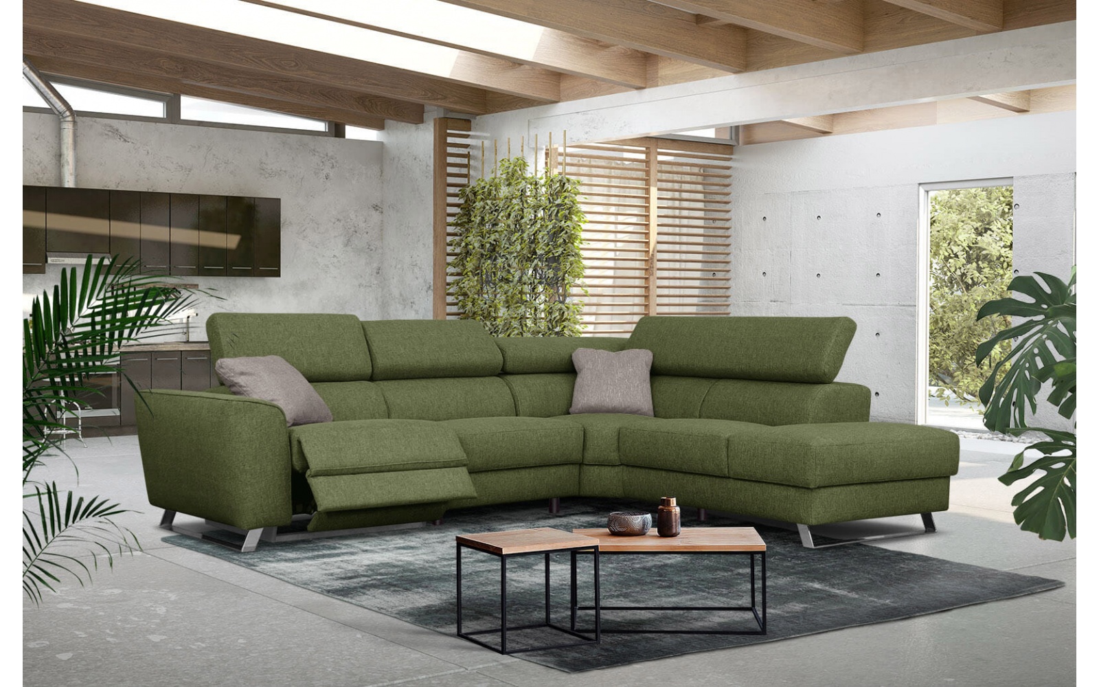 Ecksofa rechts mit Relaxfunktion 5-Sitzer STEGEN