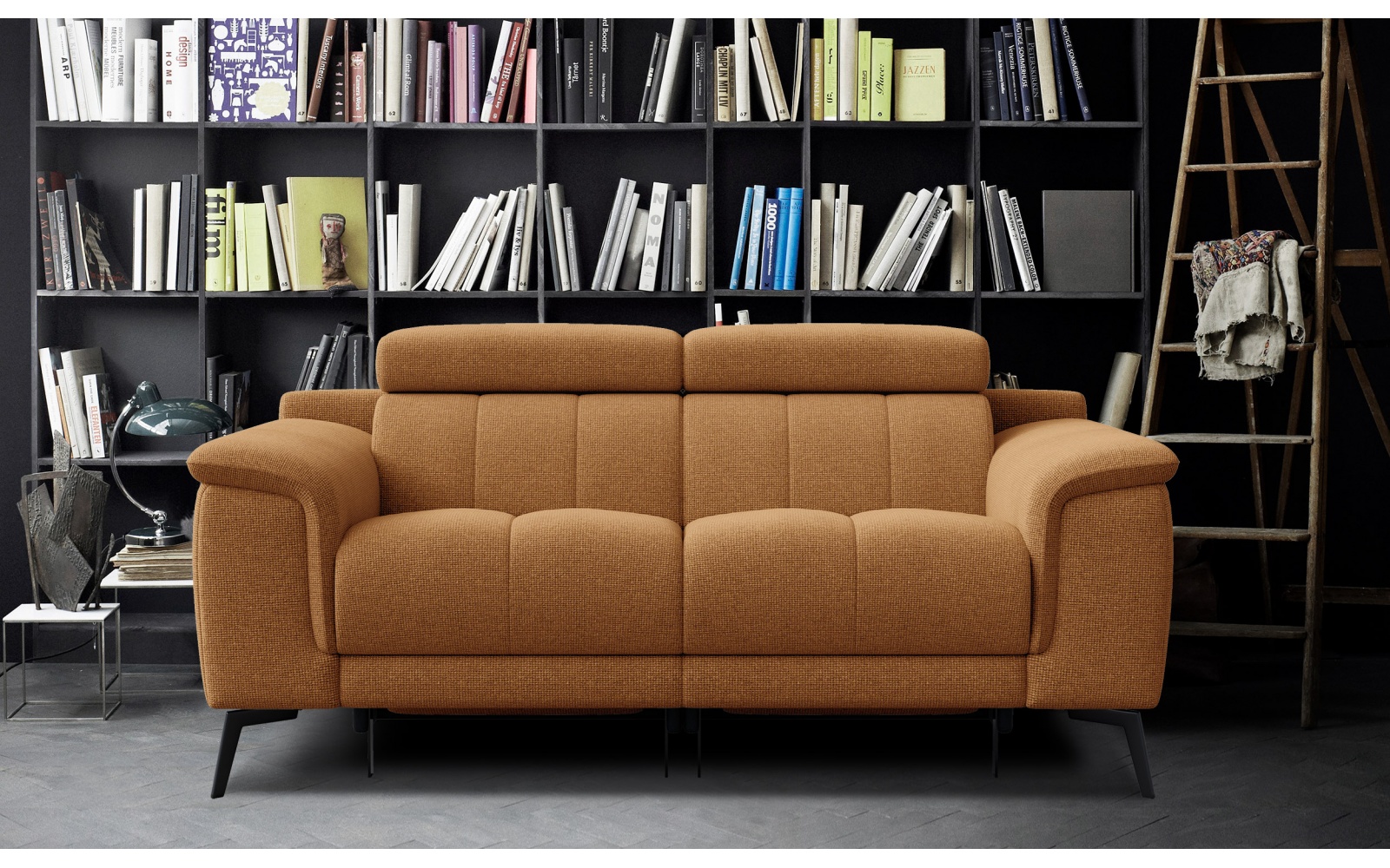 2-Sitzer Relaxsofa mit zwei Relaxfunktionen FIERO FARBE Orange (Arano 07)