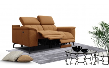2-Sitzer Relaxsofa mit zwei Relaxfunktionen FIERO FARBE Orange (Arano 07)