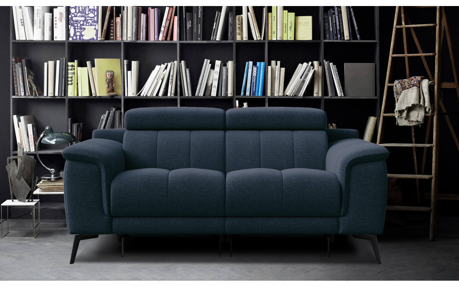 2-Sitzer Relaxsofa mit zwei Relaxfunktionen FIERO FARBE Marineblau (Arano 12)