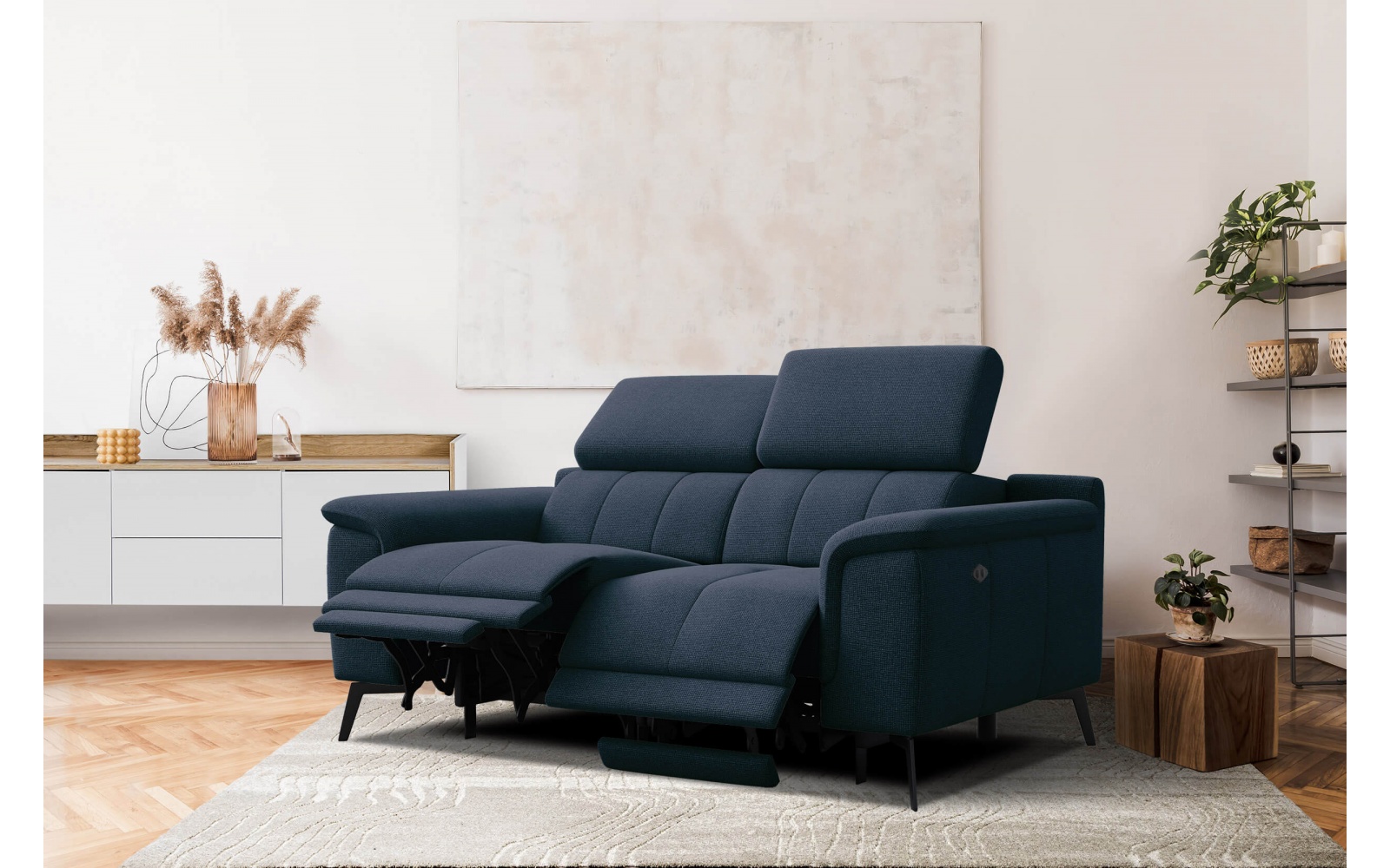 2-Sitzer Relaxsofa mit zwei Relaxfunktionen FIERO FARBE Marineblau (Arano 12)