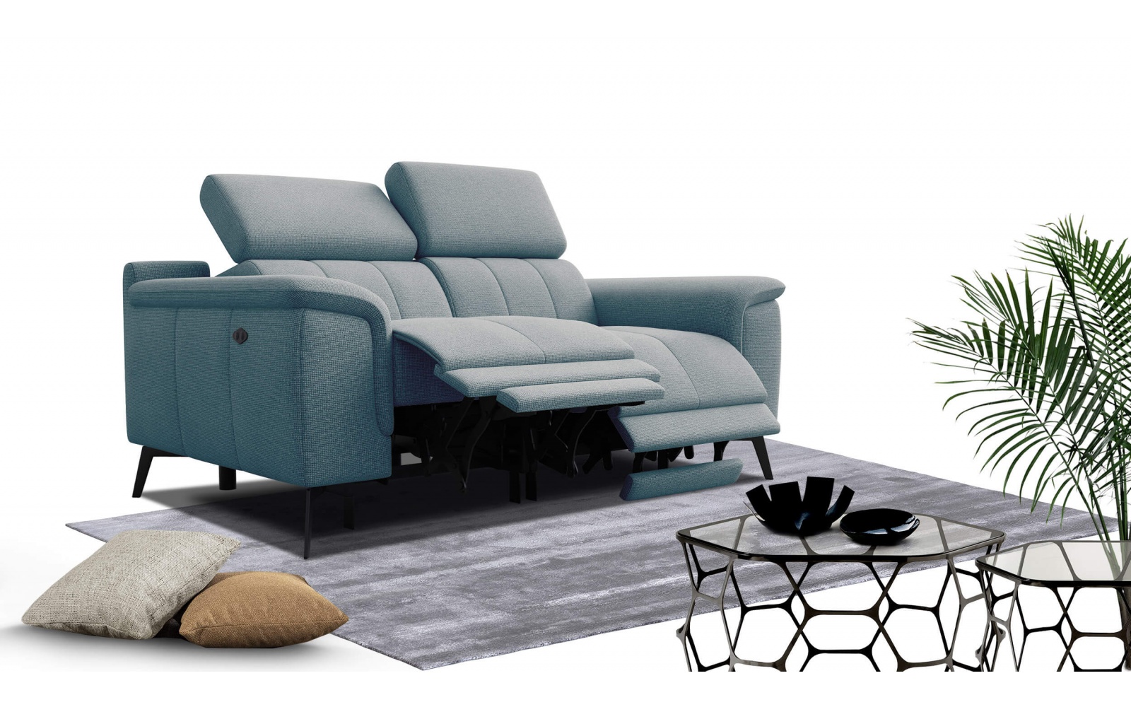 2-Sitzer Relaxsofa mit zwei Relaxfunktionen FIERO FARBE Mintgrün (Arano 14)