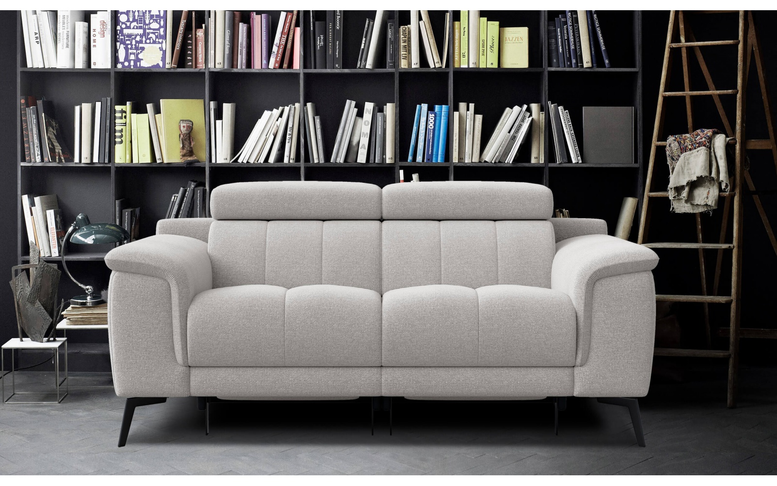 2-Sitzer Relaxsofa mit zwei Relaxfunktionen FIERO FARBE Hellgrau (Arano 15)