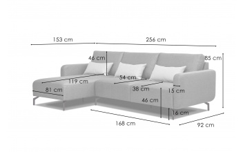 Ecksofa links 3-Sitzer DANNY
