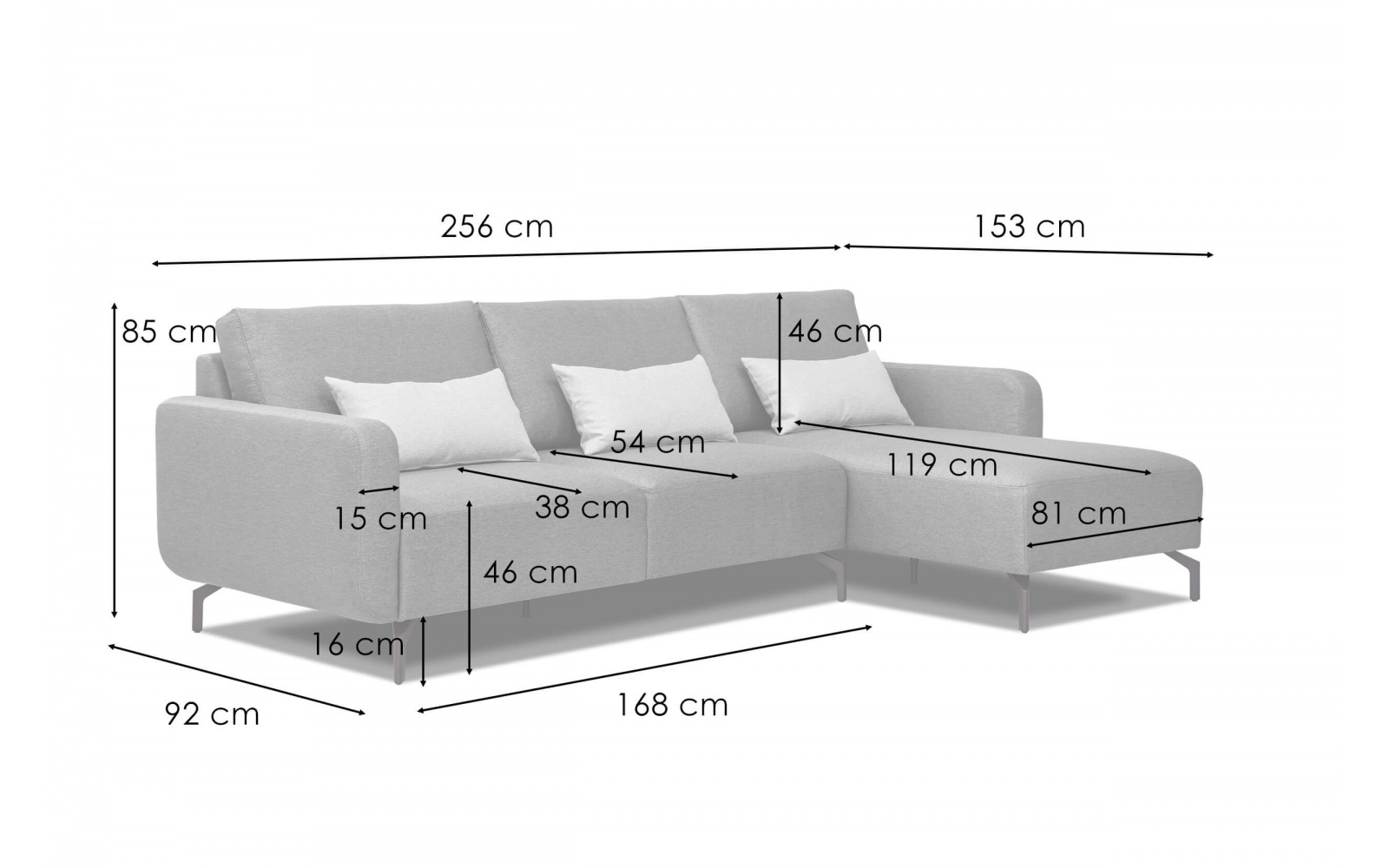 Ecksofa rechts 3-Sitzer DANNY