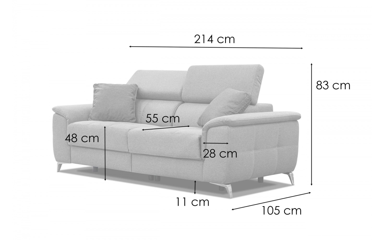 3-Sitzer Relaxsofa mit zwei Relaxfunktionen PLAUEN