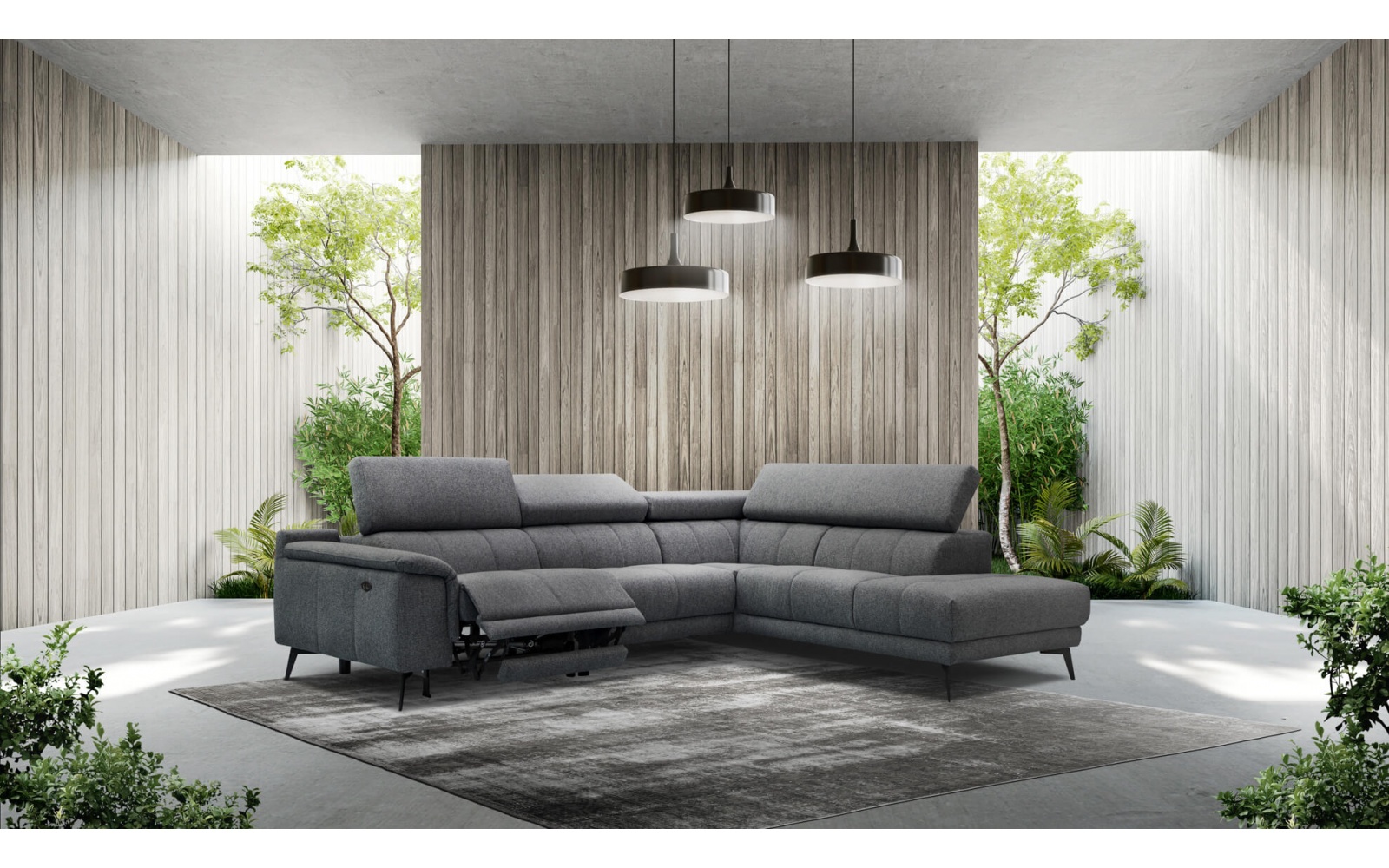 Ecksofa rechts mit Relaxfunktion 5-Sitzer FIERO