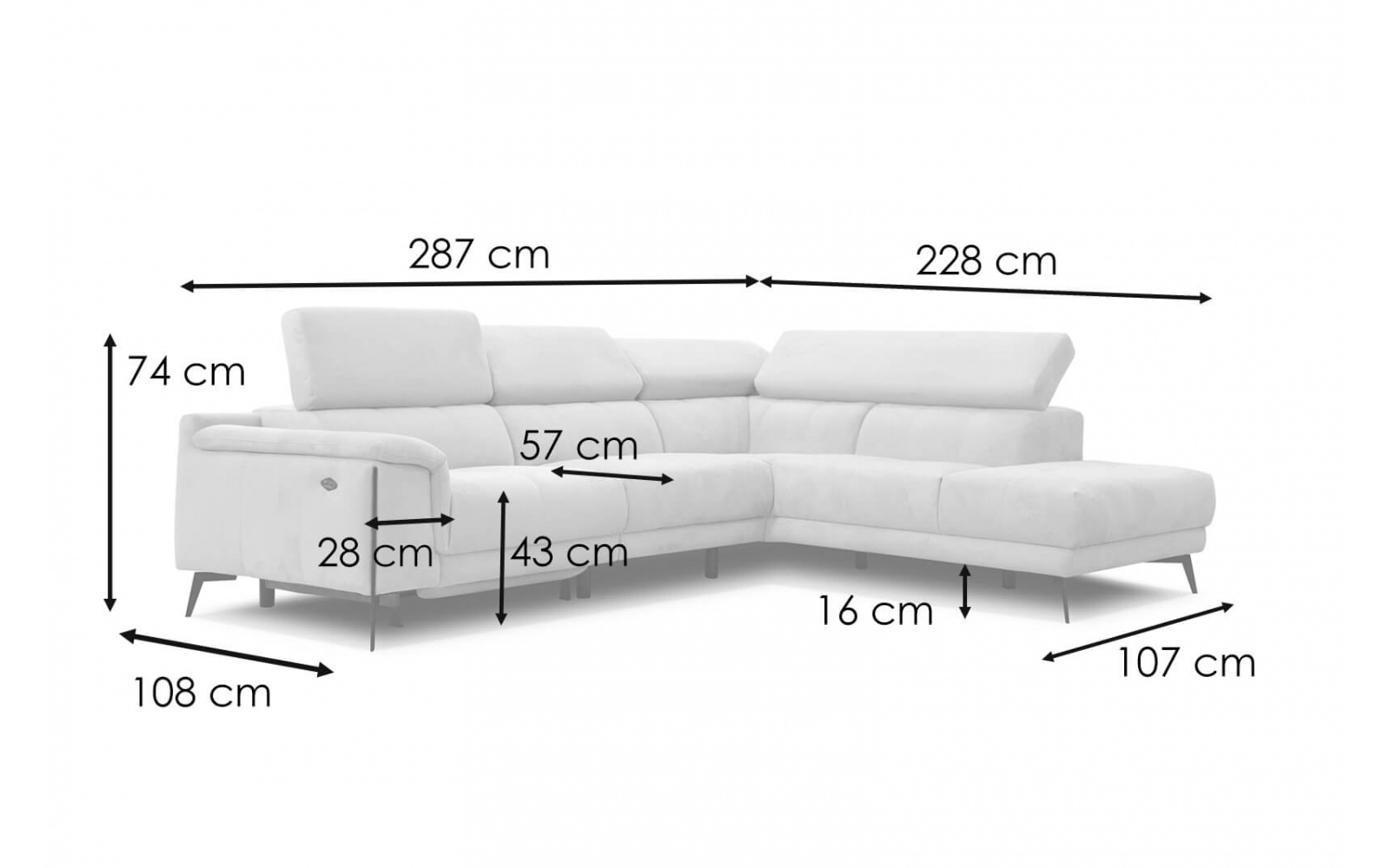 Ecksofa rechts mit Relaxfunktion 5-Sitzer MATERA