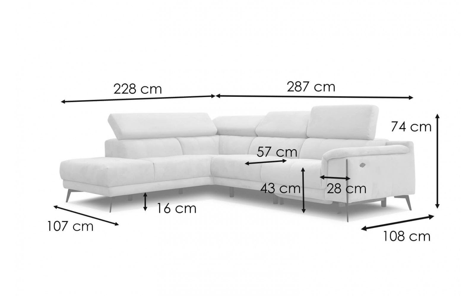 Ecksofa links mit Relaxfunktion 5-Sitzer MATERA