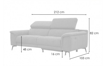 3-Sitzer Sofa mit Relaxfunktion auf der rechten Seite FIERO Dunkelblau (Arano 12)