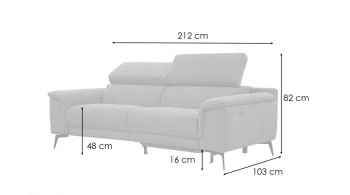 3-Sitzer Sofa mit Relaxfunktion auf der rechten Seite FIERO Dunkelblau (Arano 12)