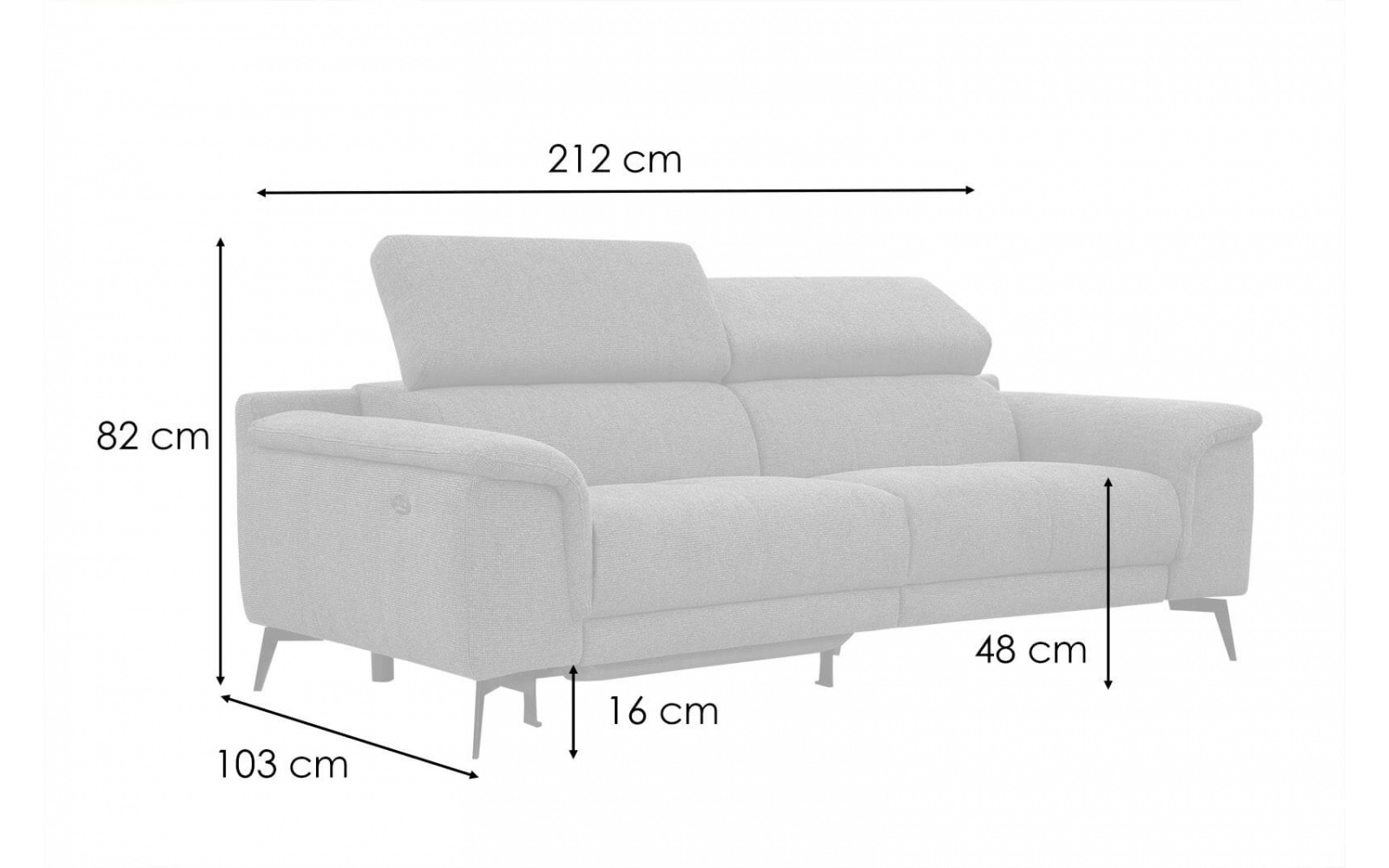 3-Sitzer Sofa mit Relaxfunktion auf der linken Seite FIERO Türkis (Arano 14)