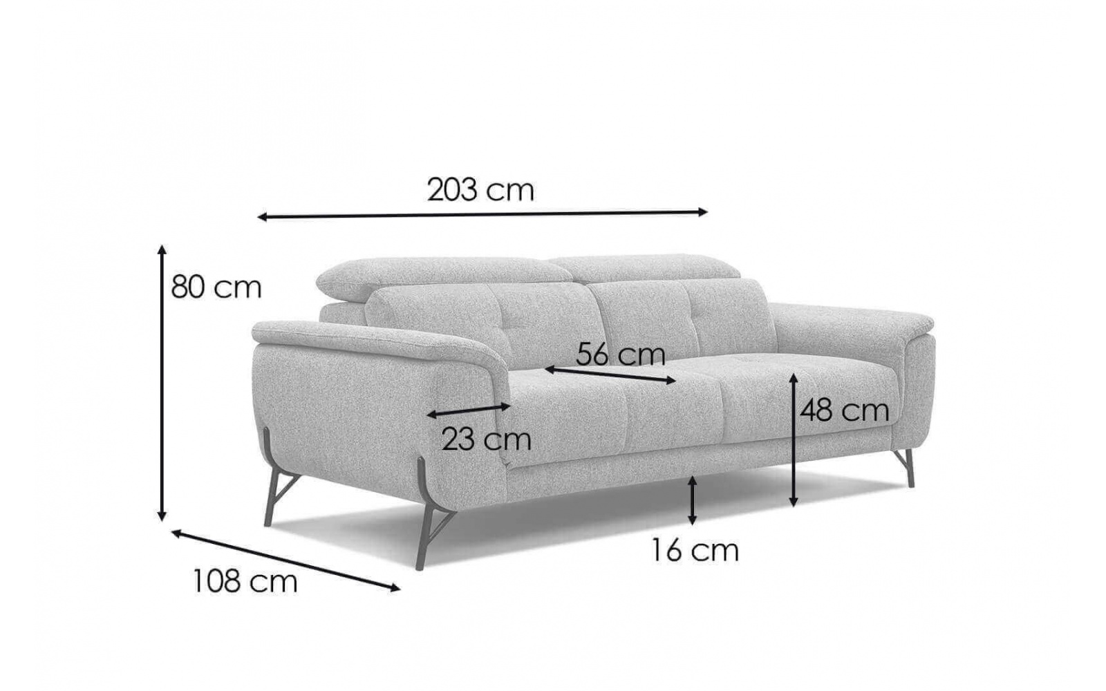 3-Sitzer Sofa mit Relaxfunktion auf der rechten Seite AVENA