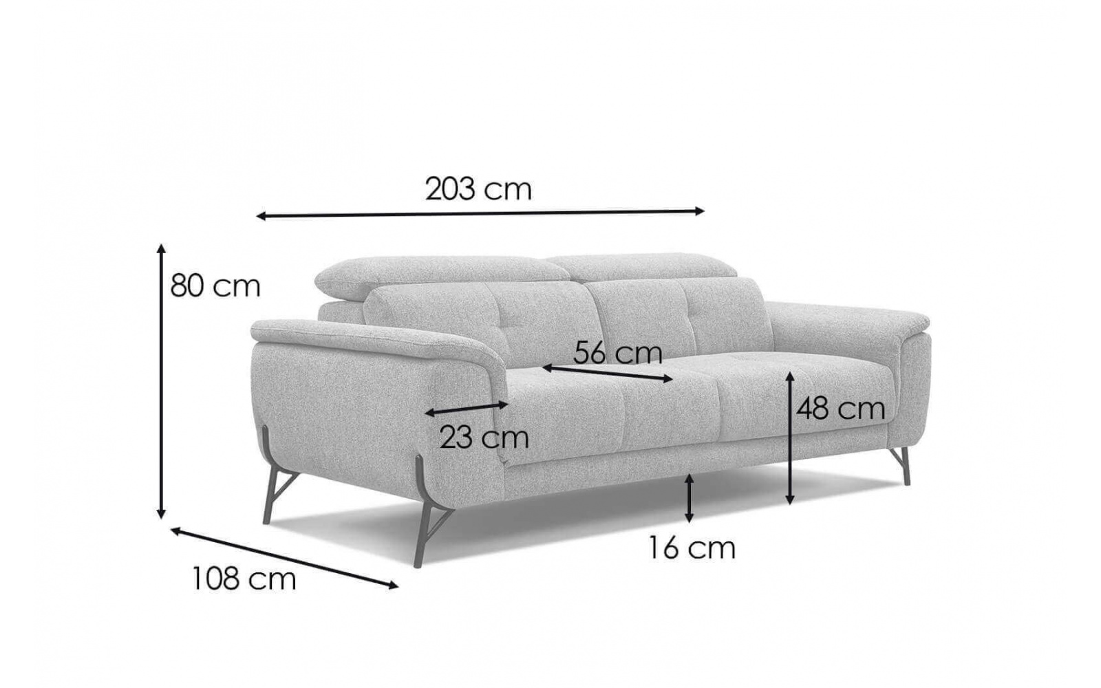 3-Sitzer Sofa mit Relaxfunktion auf der linken Seite AVENA