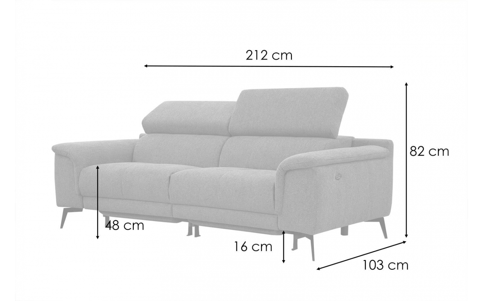 3-Sitzer Relaxsofa mit zwei Relaxfunktionen FIERO FARBE Marineblau (Arano 12)