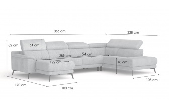 Wohnlandschaft U-Form rechts mit verstellbaren Kopfstützen FIERO