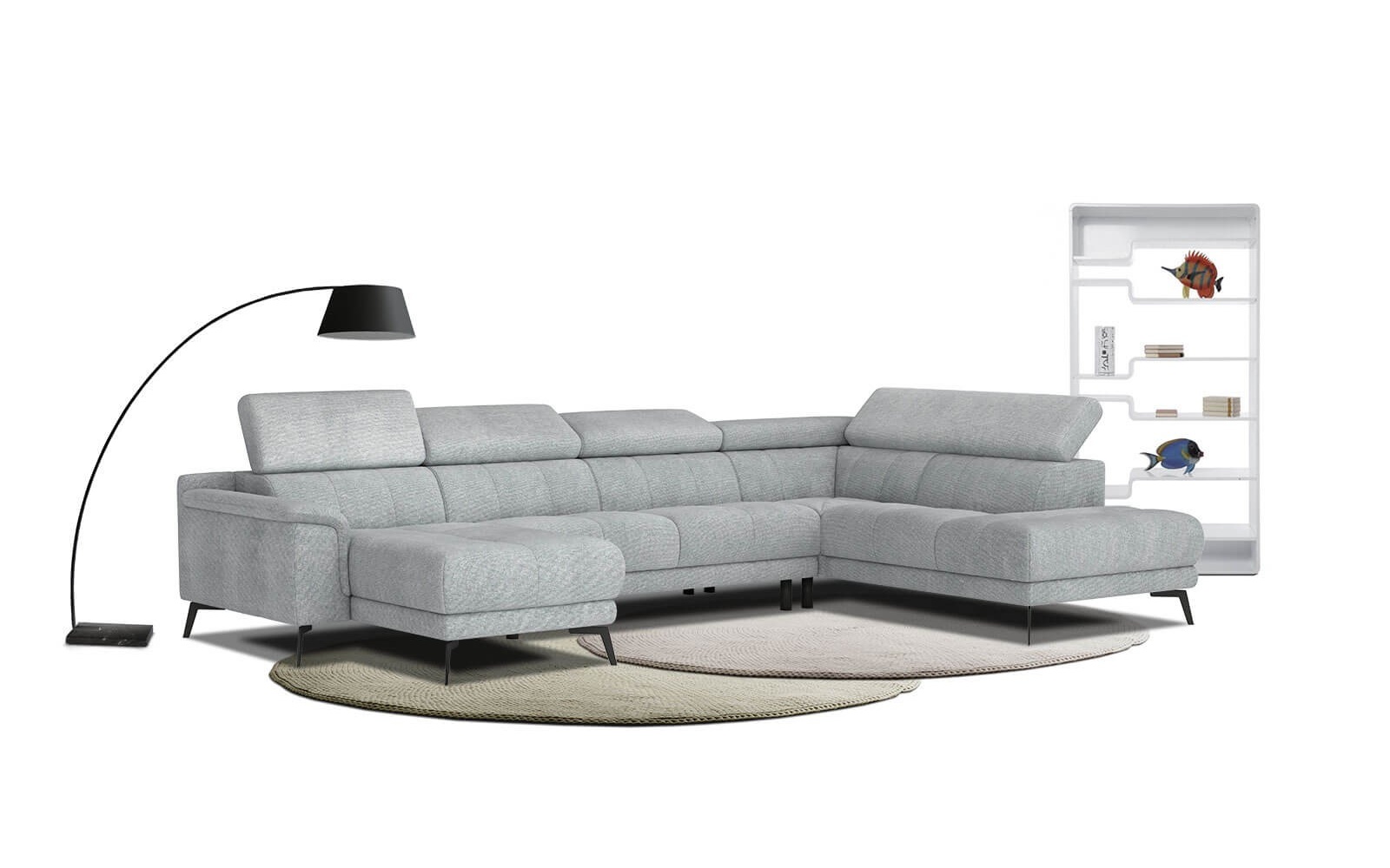 Wohnlandschaft U-Form rechts mit verstellbaren Kopfstützen FIERO