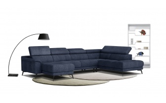 Wohnlandschaft U-Form rechts mit verstellbaren Kopfstützen FIERO