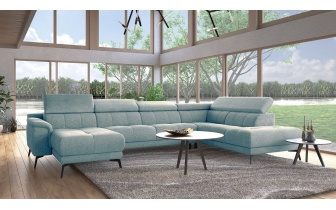 Wohnlandschaft U-Form rechts mit verstellbaren Kopfstützen FIERO