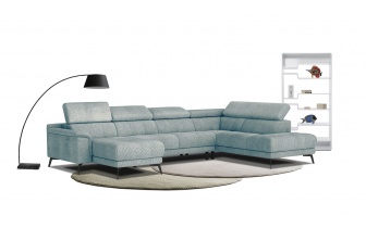 Wohnlandschaft U-Form rechts mit verstellbaren Kopfstützen FIERO