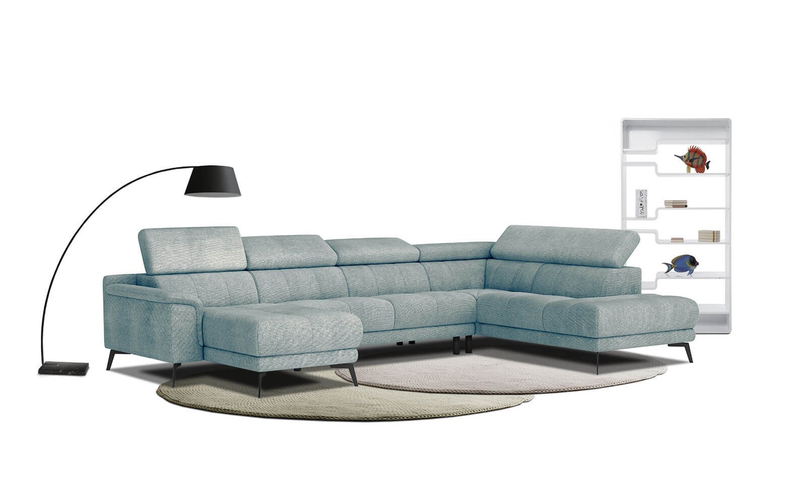 Wohnlandschaft U-Form rechts mit verstellbaren Kopfstützen FIERO