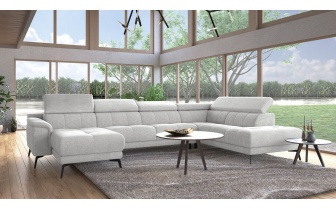 Wohnlandschaft U-Form rechts mit verstellbaren Kopfstützen FIERO