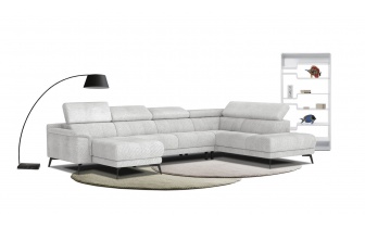 Wohnlandschaft U-Form rechts mit verstellbaren Kopfstützen FIERO