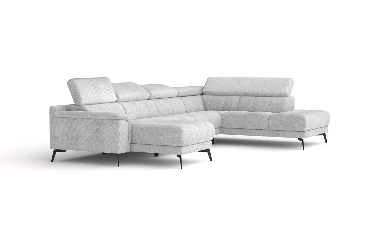 Wohnlandschaft U-Form rechts mit verstellbaren Kopfstützen FIERO