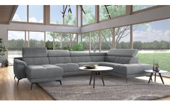 Wohnlandschaft U-Form rechts mit verstellbaren Kopfstützen FIERO