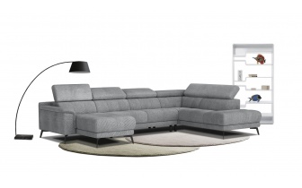 Wohnlandschaft U-Form rechts mit verstellbaren Kopfstützen FIERO