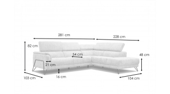 Ecksofa links mit verstellbaren Kopfstützen 5-Sitzer RODEN