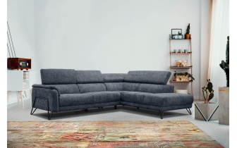 Ecksofa rechts mit verstellbaren Kopfstützen 5-Sitzer RODEN