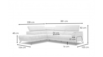 Ecksofa rechts mit verstellbaren Kopfstützen 5-Sitzer RODEN
