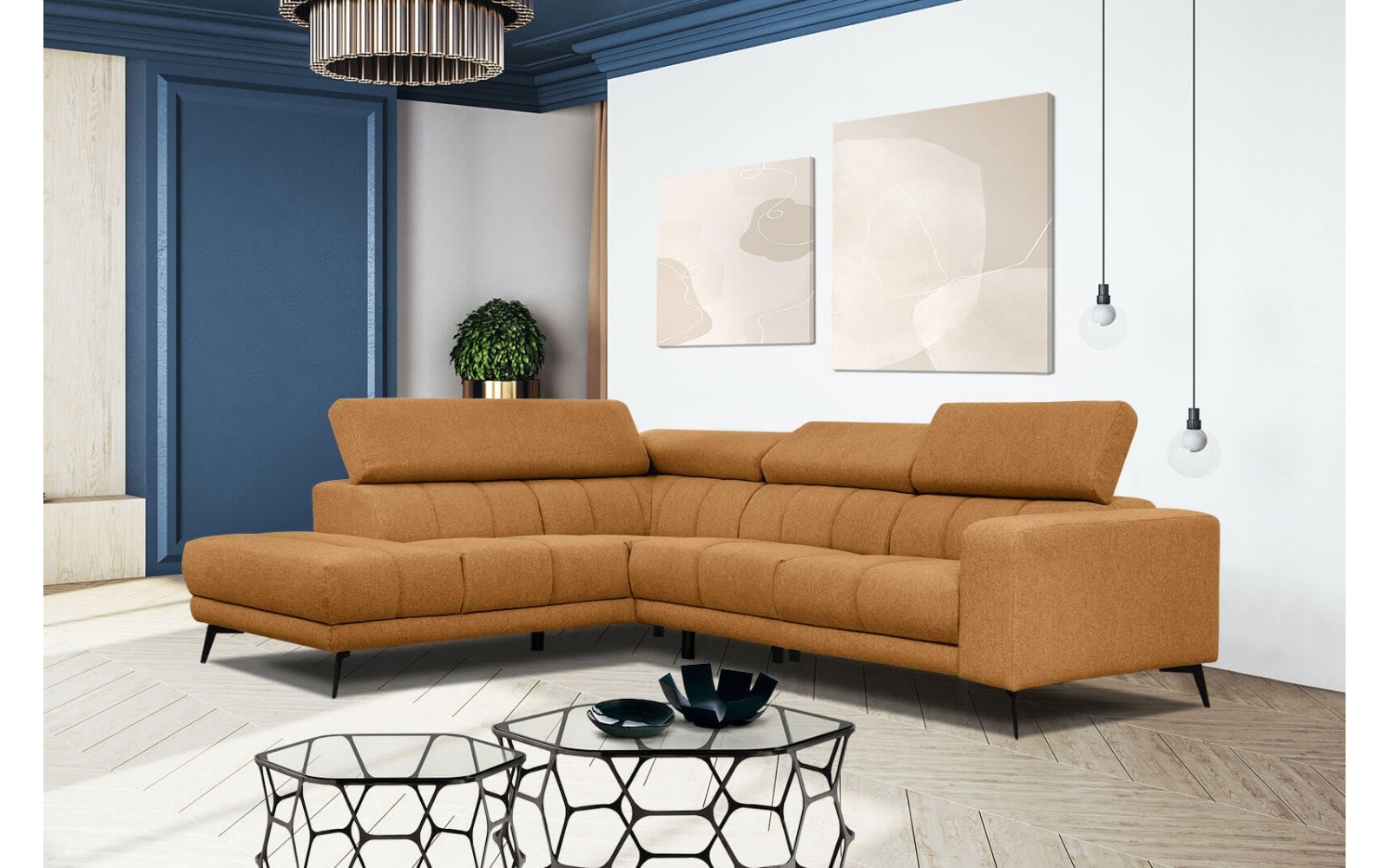 Ecksofa links mit verstellbaren Kopfstützen 5-Sitzer MORELLO